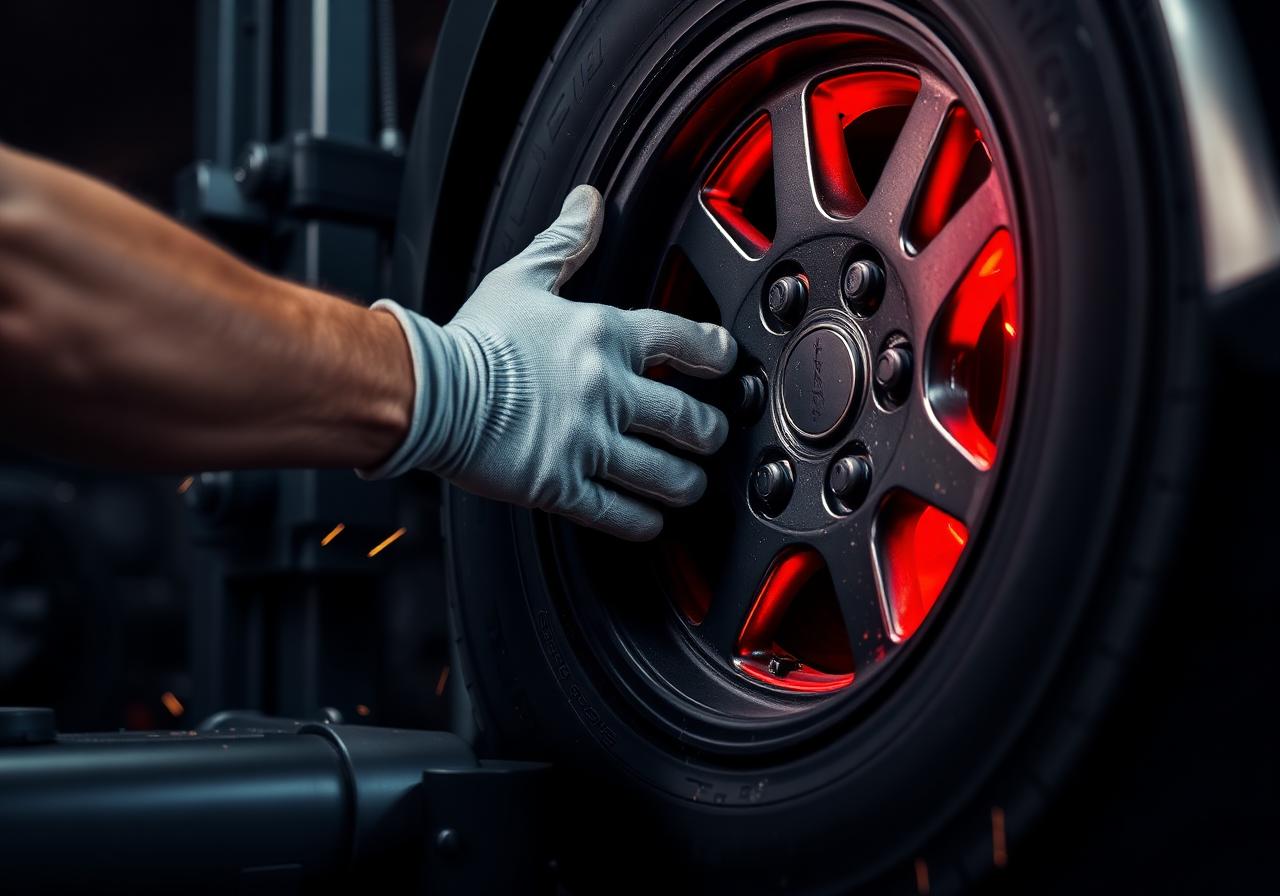 Mechanic mounting tire